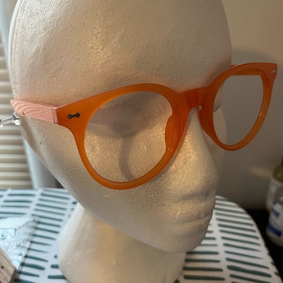 Orange, round eyeglasses, frames, new, ready for lenses, retro eyeglasses - Picture 9 of 13